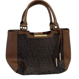 CALVIN KLEIN Women's‎ Brown Khaki Nylon Tote Handbag Purse
